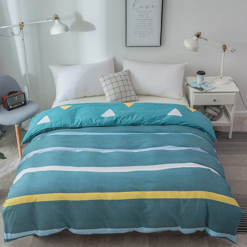 

Cotton Duvet Cover Full Queen Size Blue Stripe Pattern Grid Quilt Case Stylish Rectangle Pattern Duvet Covers Super Kingsize