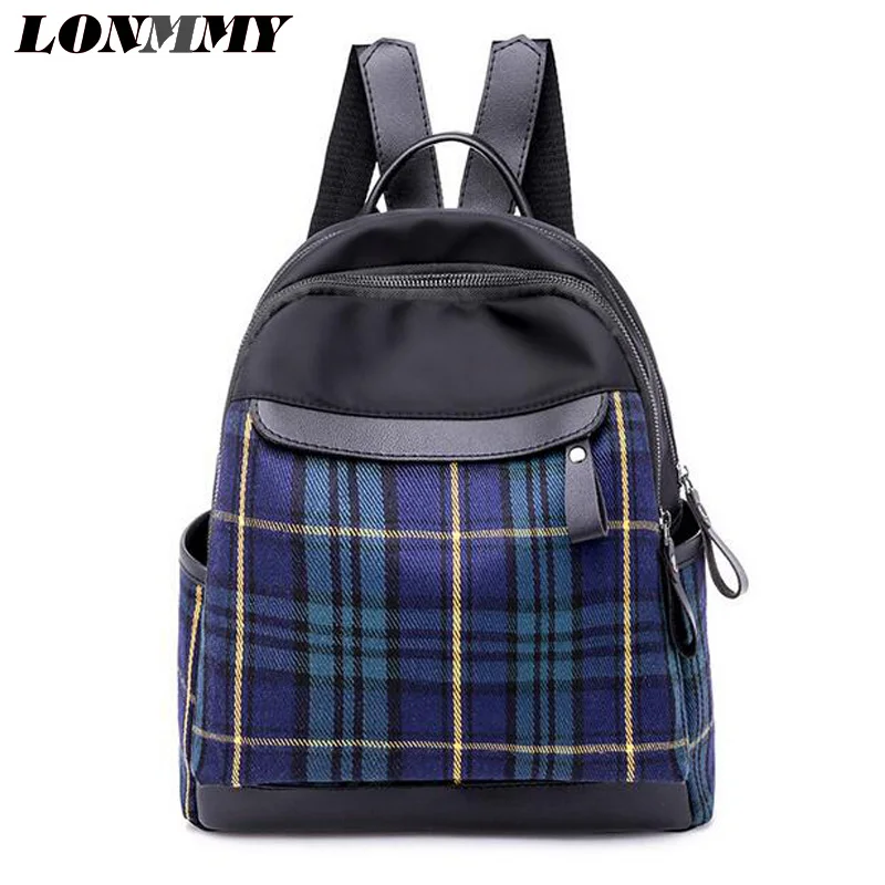 LONMMY плед Для женщин рюкзаки моды случайные Оксфорд mochilas feminina школьные сумки для девочек-подростков путешествия рюкзак черный новый