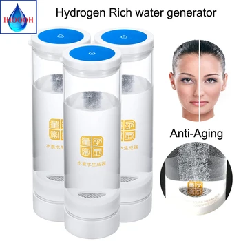 

IHOOOH Hydrogen Rich Generator ORP Alkaline Water Bottle Anti-Aging H2 Ionizer 500ml Glass Cup DuPont Membrane Rechargeable
