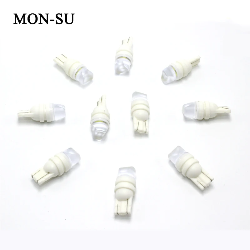 

MON-SU 10pcs W5W T10 3D LED 20MA Ceramic Lens LED 194 168 Wedge Side License Plate Light Lamp White Red Blue Yellow Pink DC 12V