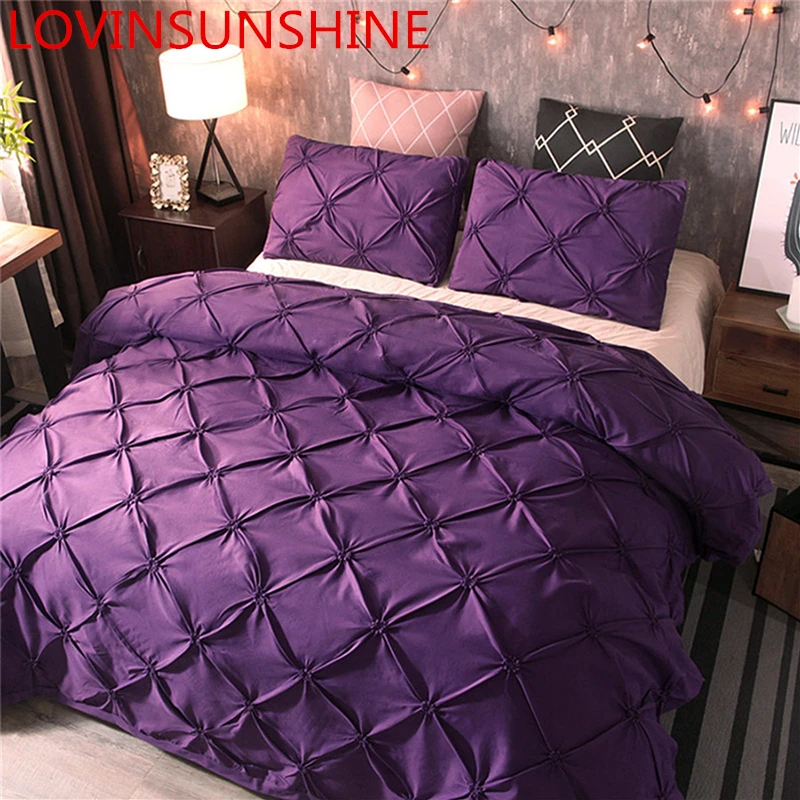 

LOVINSUNSHINE Fashion Purple Quilt Cover Set King Comforter Bedding Sets Pure Color Comforter Quilt Set AB02#