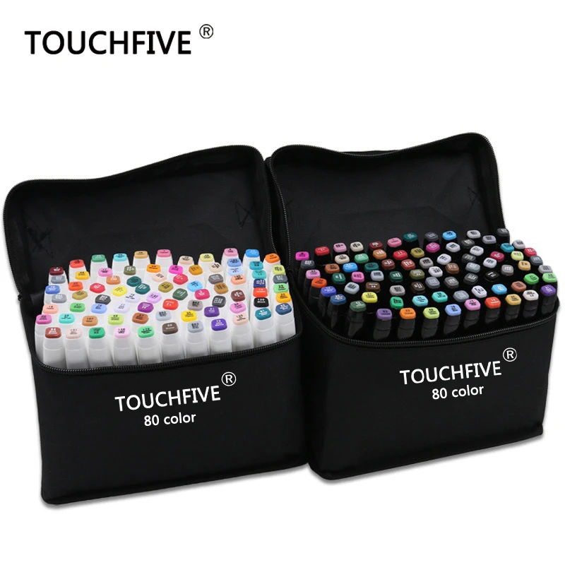 TouchFive Marker 30 40 60 80 Color Alcoholic Oily Based Ink Marker Set Best For Manga