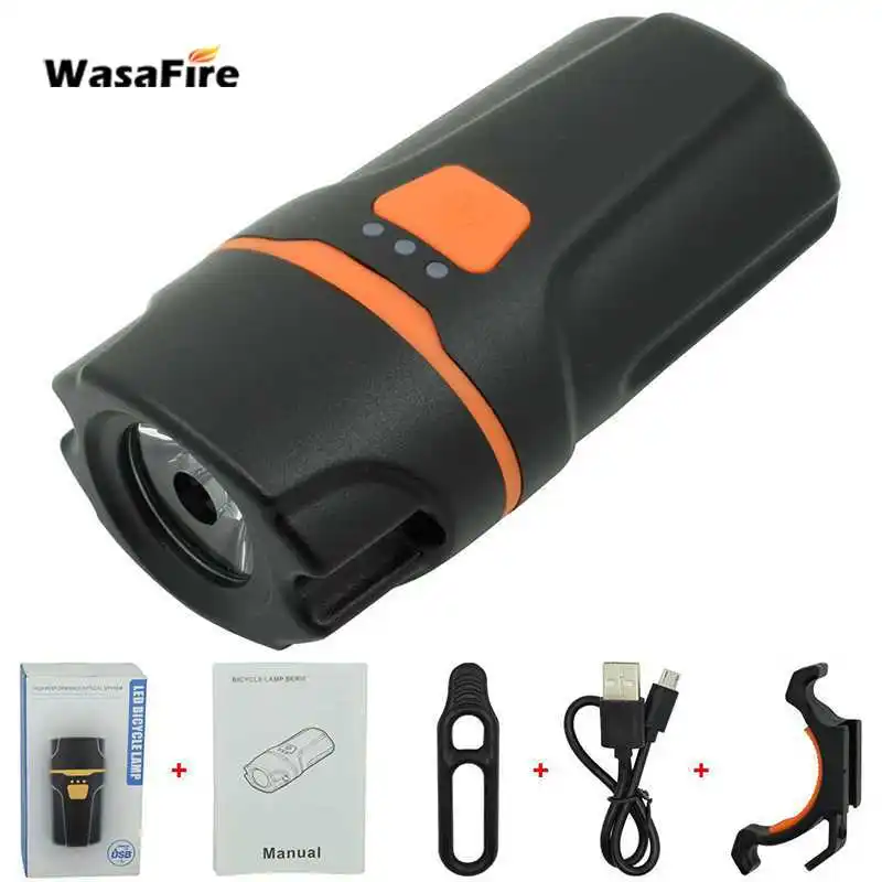 

WasaFire 10 Watt 6 Mode LED Flashlight Bike Front Light USB Rechargeable Bicycle Headlight Black Torch Lamp Safety Cycling Light