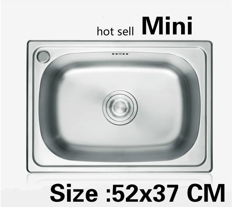 

Free shipping Apartment high quality standard mini kitchen single trough sink 304 stainless steel hot sell 520x370 MM
