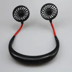 Небольшой портативный шейный ремешок вентилятор белый черный мини-вентилятор с двойным вентилятором USB Перезаряжаемый охладитель воздуха