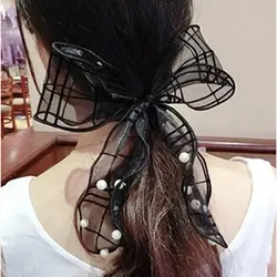 2018 Мода для девочек Черное кружево шифон Большой резинка для хвоста держатель эластичные резинки для волос веревки корейский стиль
