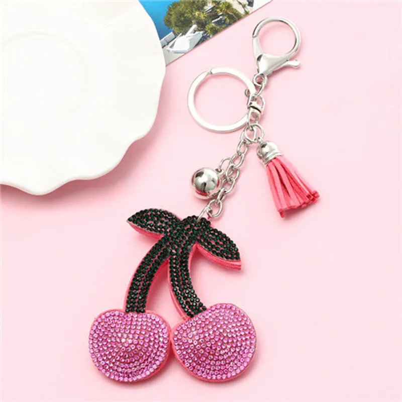 Pink cherry keychain keychain fashion jewelry key chain accessories ...