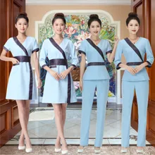 Салон красоты косметолога рабочая одежда платье комплект летний магазин здоровья техник женская одежда короткий рукав тонкий корпус