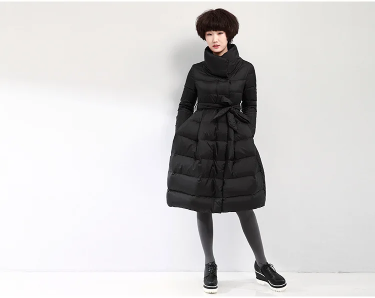 Пуховая накидка, Женское пальто, зимняя куртка, юбка, Длинные стеганые пальто для женщин размера плюс, парка, брендовый дизайн, утиный пух, пальто с высоким воротником