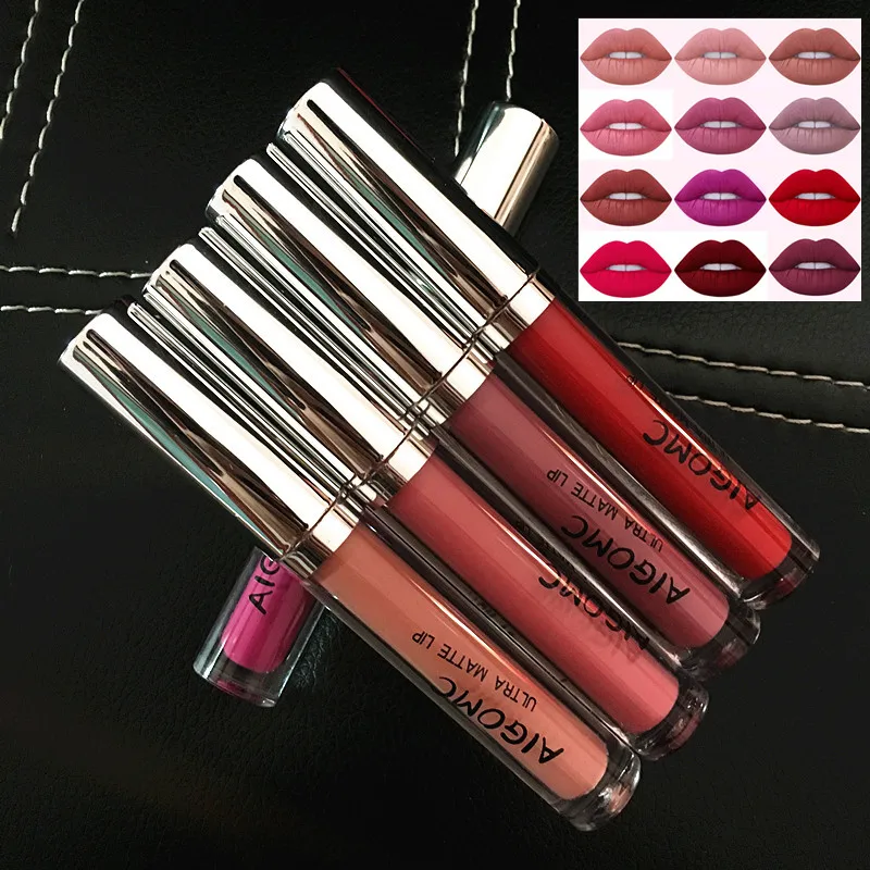 

AIGOMC Matte Liquid Lipstick Women Lips Makeup Small Matt Lip Gloss Make up Balm Cosmetics Lipgloss Mate Batom