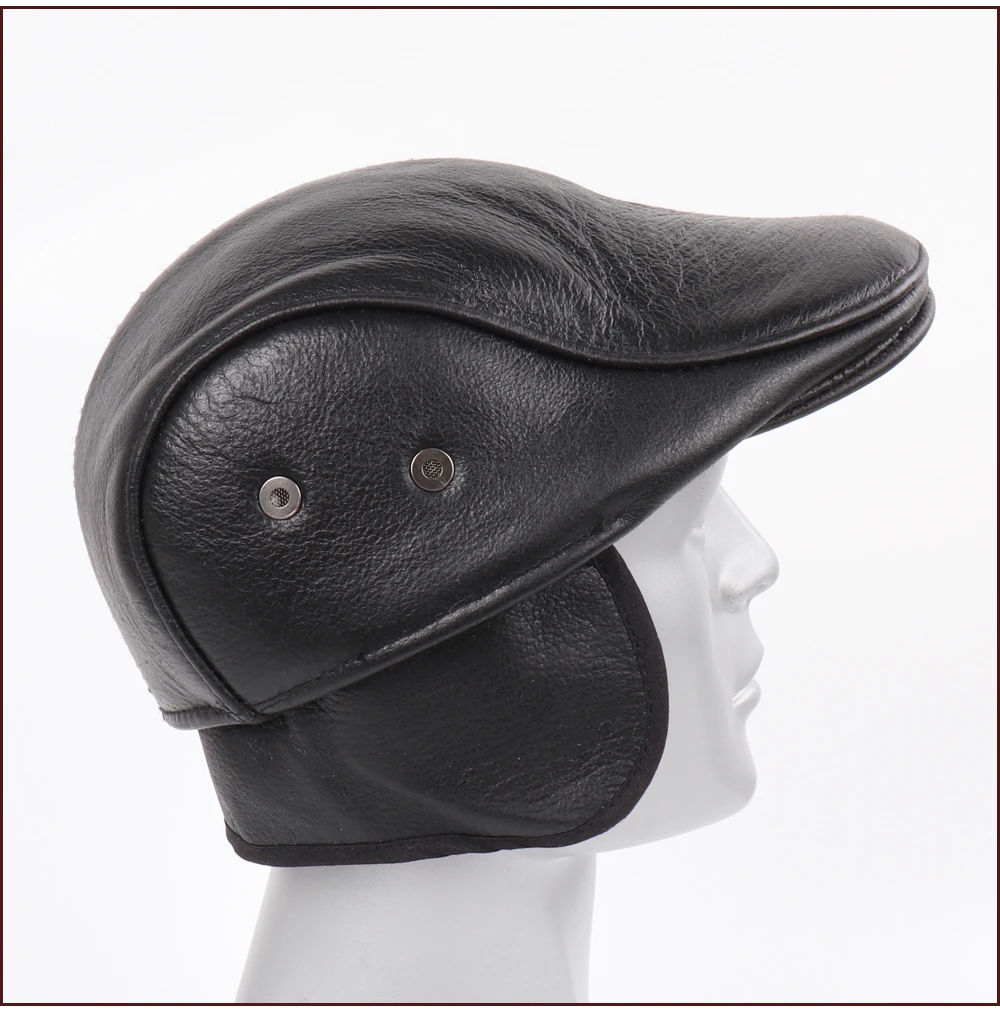 Новая мужская шляпа из натуральной кожи брендовая бейсбольная кепка Newsboy/берет шляпа зимние теплые шапки Кепка из воловьей кожи