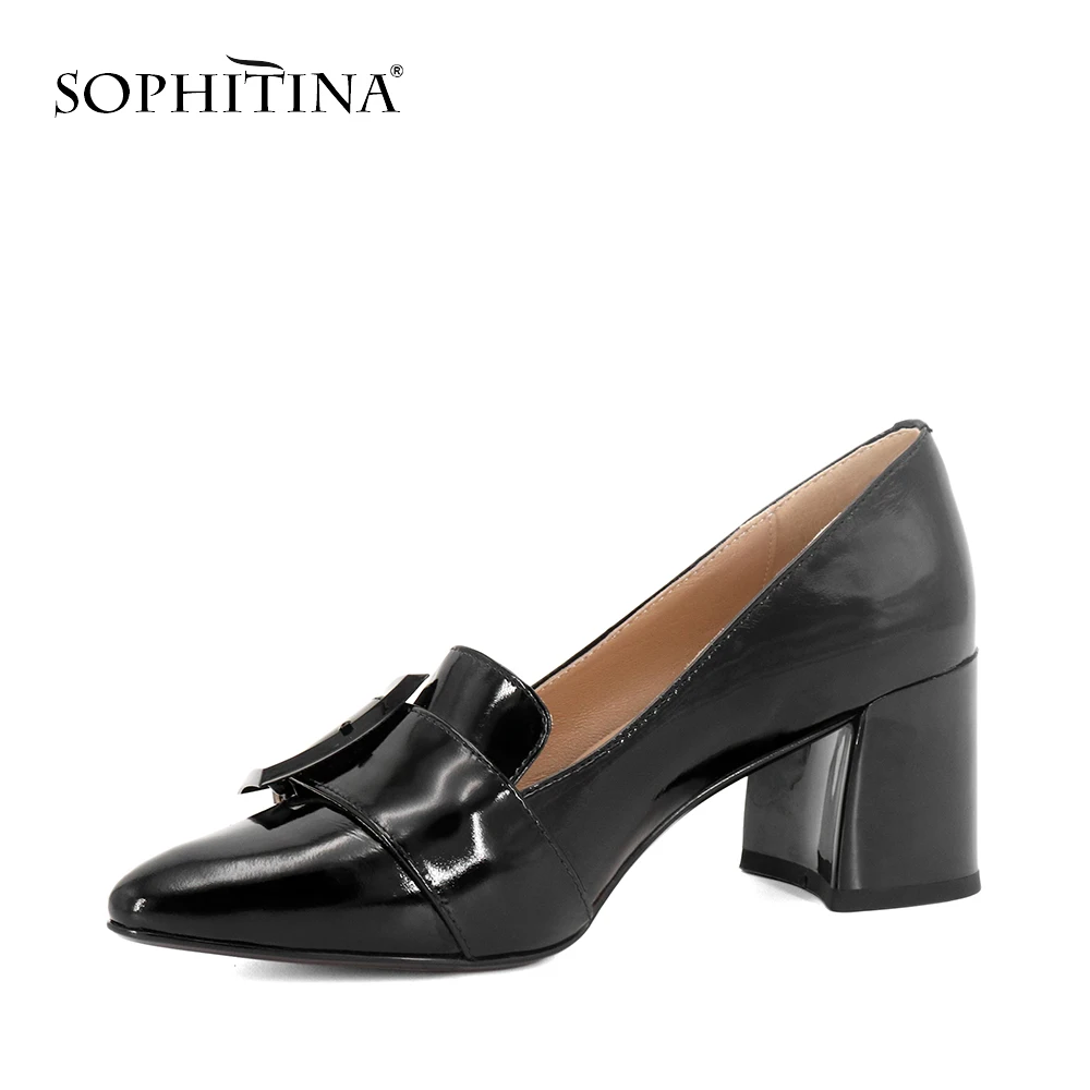 SOPHITINA/Новые осенние женские туфли лодочки модные из лакированной кожи с острым