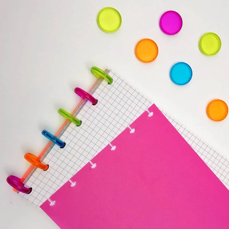 Material da Escola de Escritório Pces Plástico Solto Folha Notebook Anel 18mm 20mm Diâmetro Interno Livro Encadernação Anéis Colorido Redondo 100 6 High Quality Material escolar e de escritório