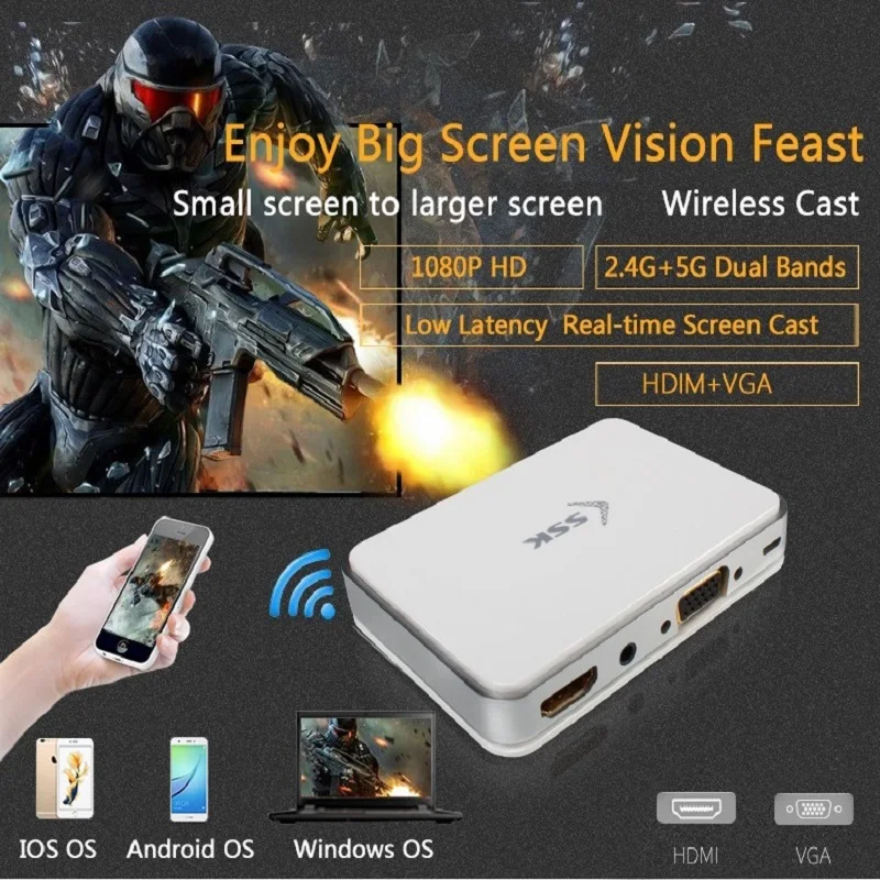 SSK беспроводной HDMI ключ Miracast 2,4/5G 1080P wifi медиа дисплей wifi Дисплей беспроводной адаптер ТВ-карта Miracast Airplay DLNA