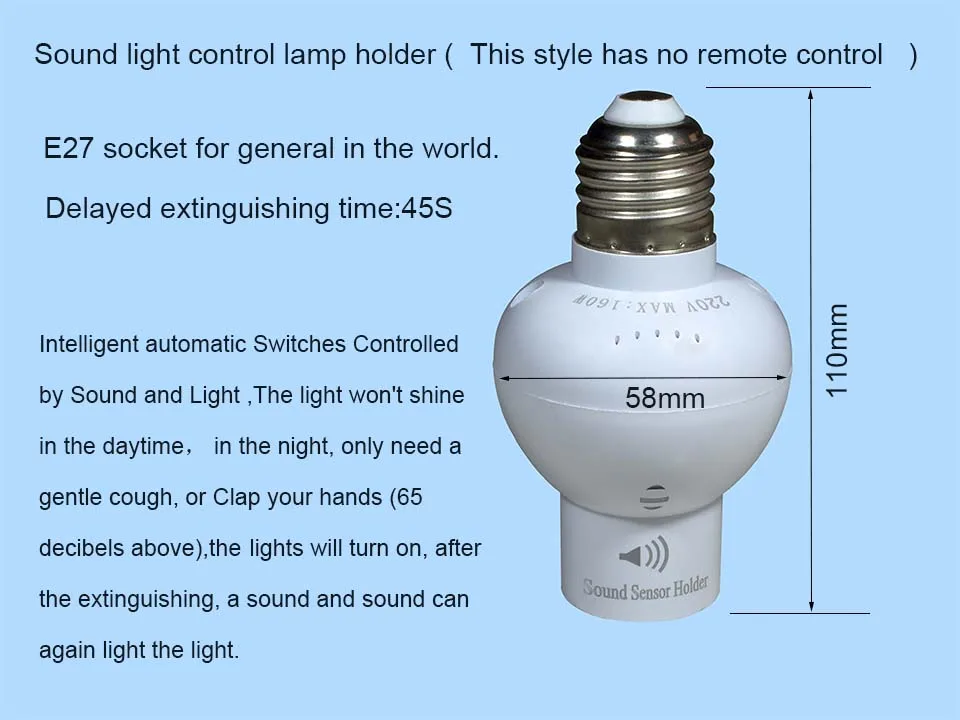 E27 Цоколь лампа с пультом дистанционного управления держатель лампы Поддержка Диммер и задержка светодиодный переключатель ламп RF/IR/управление светом звуком ночной Светильник