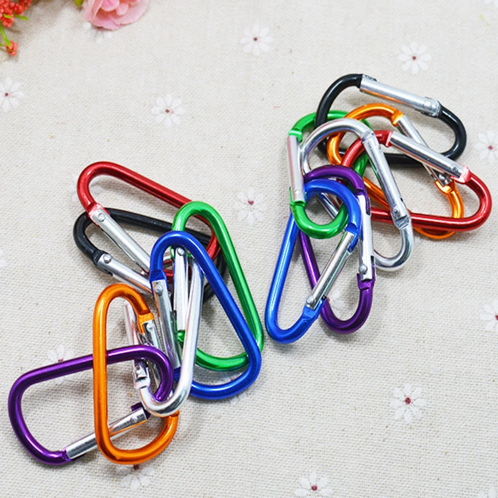 5PCS Random Colors!!! Aluminium Alloy Safety Buckle Keychain Climbing Button Carabiner Camping Hiking Hook Outdoor Sports Tools 4