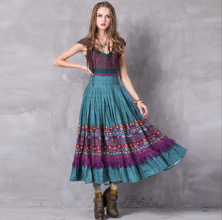Boho Платья для женщин Для осень 2017 г. новый ретро из хлопка и льна качели V Средства