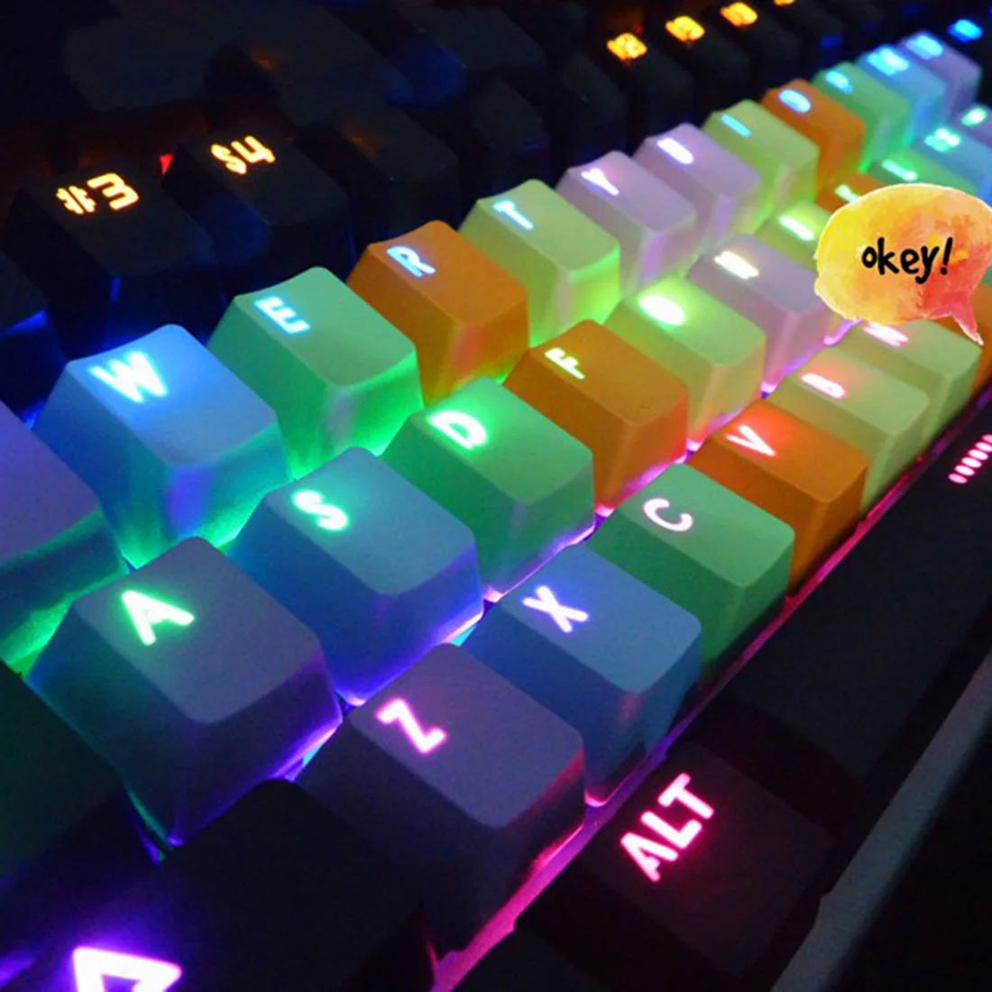 

NOYOKERE Hot Selling Backlight PBT 37keys Double Shot Translucidus Backlight Backlit Rainbow Keycaps for Mechanical Keyboard