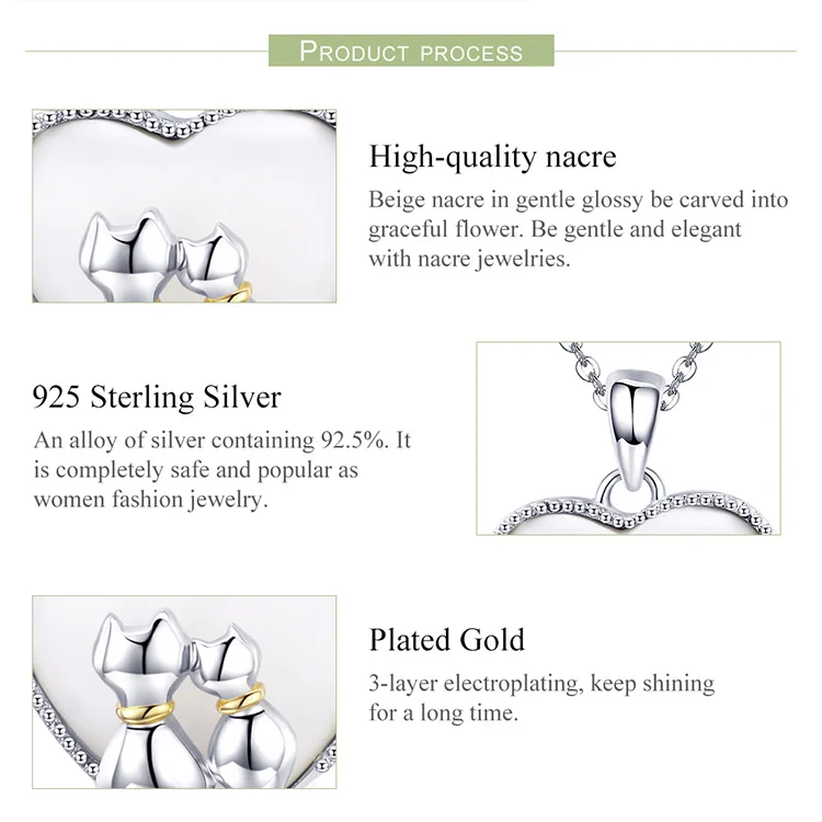 WOSTU романтическое 925 пробы Серебряное ожерелье с подвеской в виде кошачьей раковины для женщин женская модная брендовая бижутерия подарок CQN297