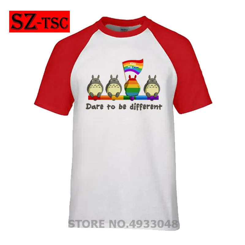 Мужская футболка с принтом Neighbor Totoro из 100% хлопка надписью DARE TO BE DIFFERENT лето 2019 |