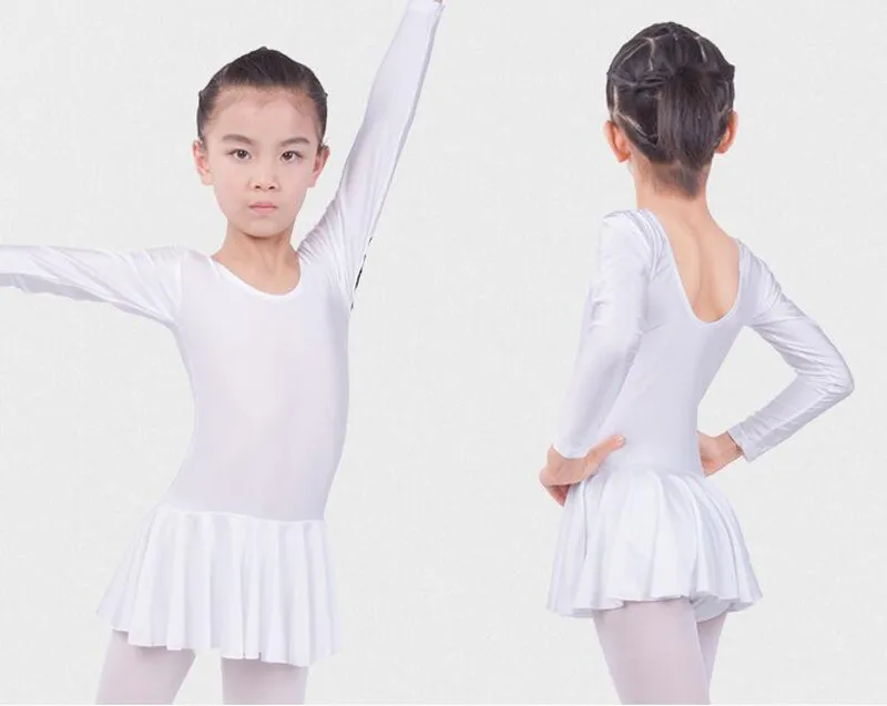Детское балетное платье с длинными рукавами из спандекса, для гимнастики трико для Балетное платье для девочек Костюмы Детская Одежда для танцев