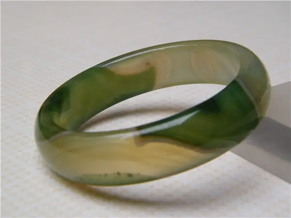 

NEW HOT 100% NATURAL GREEN TEXTURE CHALCEDONY AGATE JADE BRACELET 58MM a 5.19