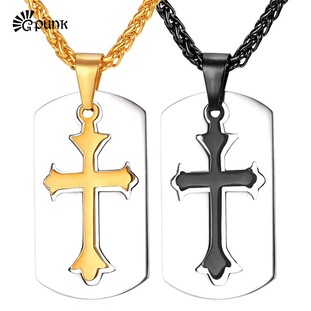 Latin Cross Necklaces & Pendants With Dog Tag Catholic Religious