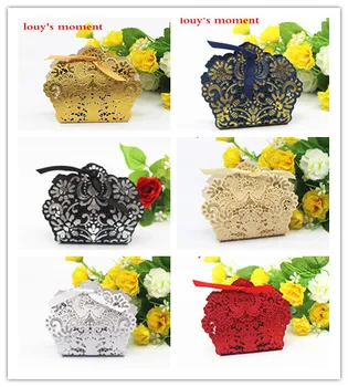 

Whole Sale 100 X Champange Gold Wedding Candy Laser Cut Wedding Favor Boxes Casamento Wedding Favors Gifts