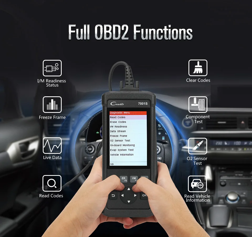 Launch X431 Creader 7001S считыватель кодов CR7001S полный OBDII OBD2 диагностический инструмент ABS SRS Система Авто сканер с EPB сбросом масла