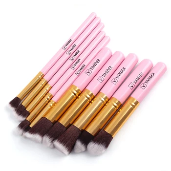 

VANDER LIFE Professional 10Pcs Brand Makeup Brushes Set Beauty Foundation Kabuki Brush Cosmetics Make Up Brush Tool Kit