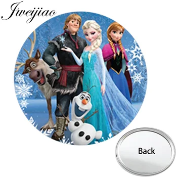 

JWEIJIAO Snow Girl Elsa Anna Simple Pocket Mirror One Side Flat Princess Queen Compact Portable Round Makeup mirror espejo