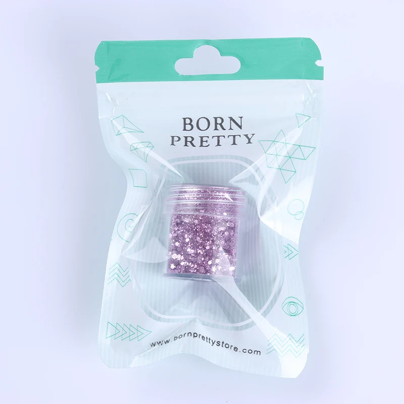 Born Pretty 1 коробка Блестящий Блеск для ногтей порошок 10 мл розовый фиолетовый Шестигранная форма посыпка для ногтей Советы DIY украшения для ногтей