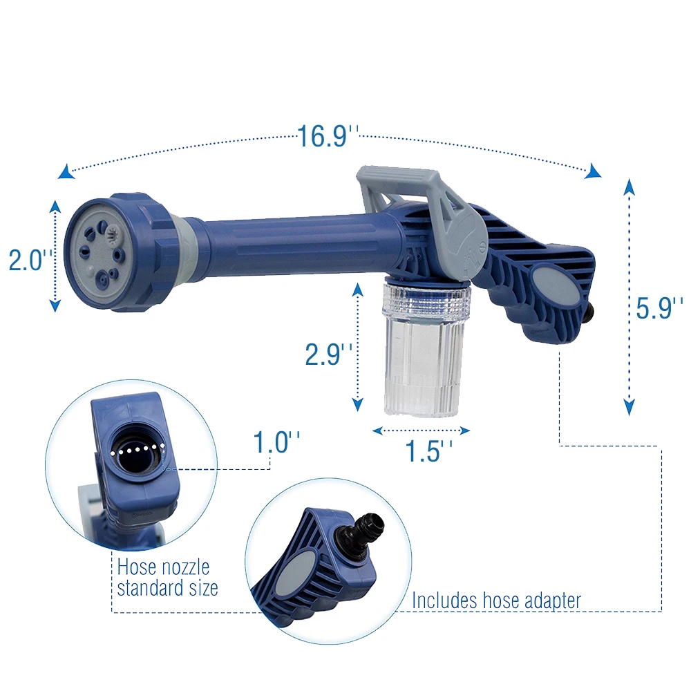 Многофункциональный 8 в 1 домашний садовый опрыскиватель автомобильный пистолет-распылитель моющего средства распылитель простой в использовании Ez Jet водяная пушка турбо ирригационный инструмент