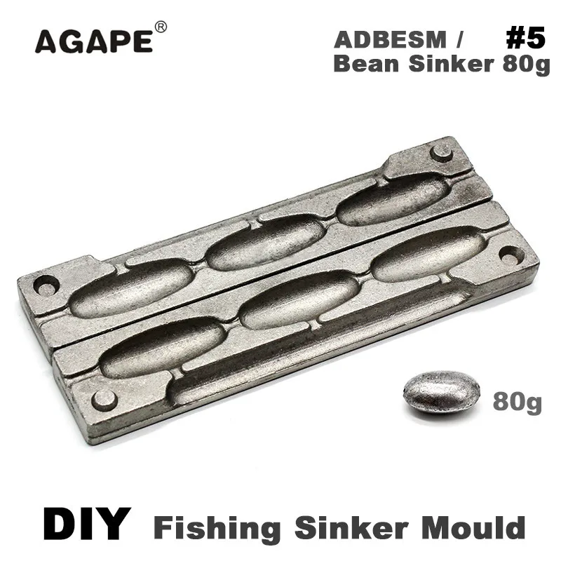 Agape DIY рыболовные бобы грузила форма ADBESM/#5 80 г 3 полости | Спорт и развлечения