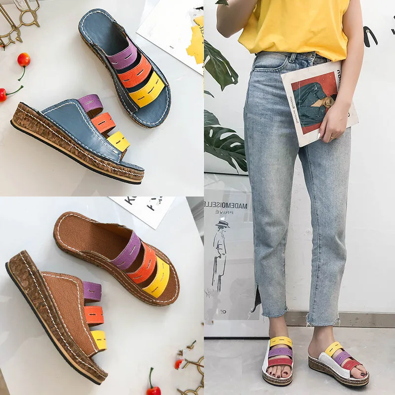 

Slides PU Woman Shoes Luxury Slippers Women Summer Big Size Med Platform Socofy On A Wedge Sliders Designer Soft 2019 Basic