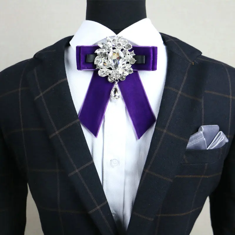 Бренд, дизайн, мужские вечерние деловые рубашки с воротником, галстуком-бабочкой, Модный свадебный кристалл, галстук-бабочка со стразами - Цвет: Pictures Color