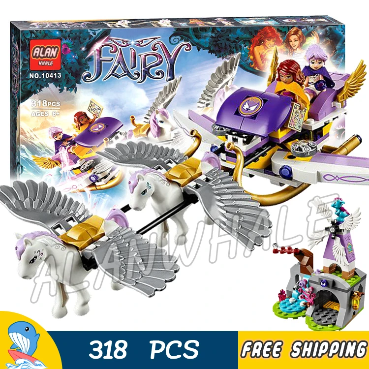 

318pcs Elves Aira's Pegasus Sleigh Fairy Dragon Pegasi Magic Wind 10413 Figure Building Blocks Toys Compatible With LegoING
