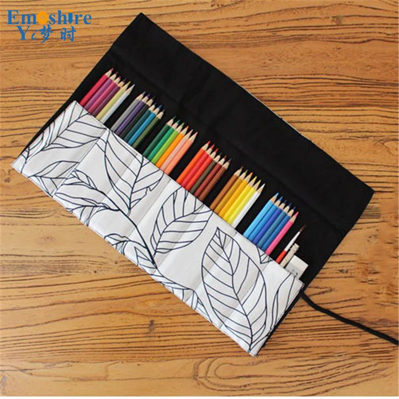 Emoshire Pencils cotton canvas cloth color lead pencil sketch student pen pen with large capacity pencil pencil case (11)