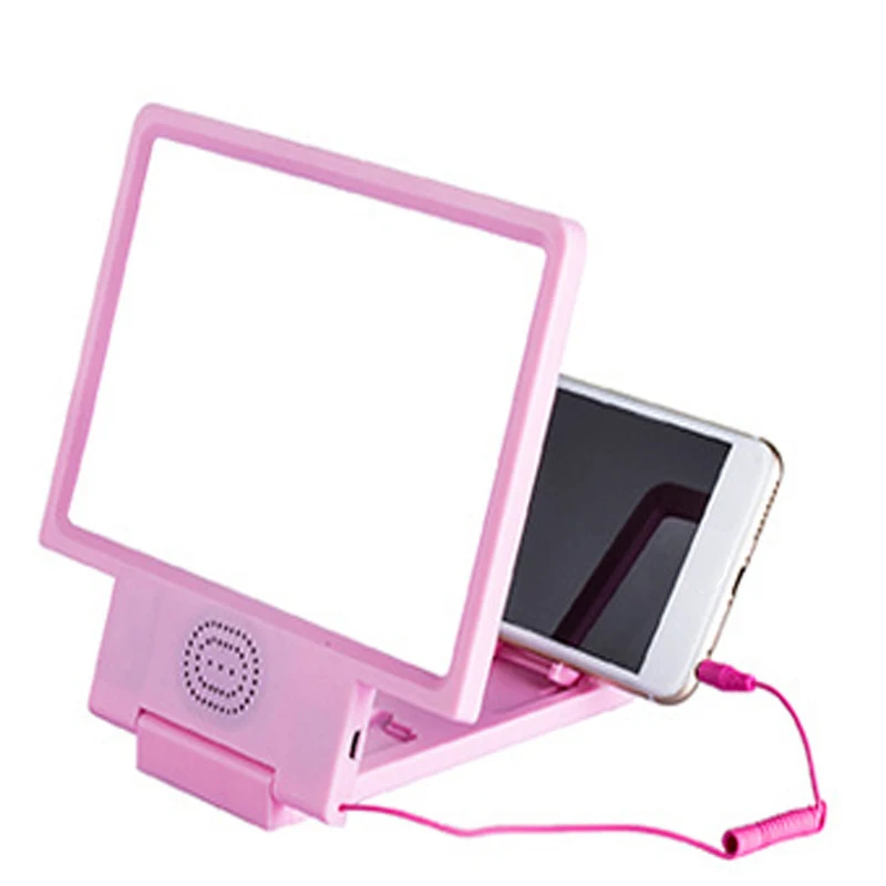 Практичный складной увеличенный увеличитель для сотового телефона портативный HD усилитель 3D экран усилитель увеличительное стекло держатель HD - Цвет: Розовый