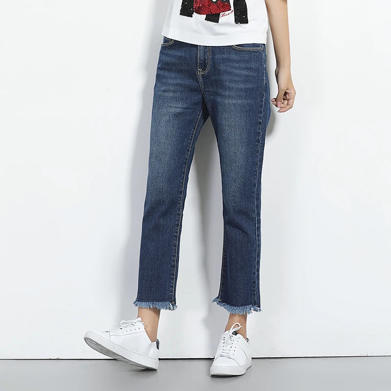 

Women Jeans Large Size Mid Waist Autumn 2019 Blue Elastic Long Skinny Slim Jeans Trousers For Women L-6XL Size Ladies Jean Femal