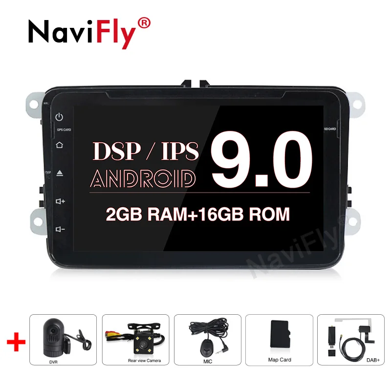 

NaviFly Android9.0 IPS Screen DSP Car Display For Volkswagen Seat Altea Toledo GOLF 5/6 Polo Passat B6 CC Tiguan Touran NO DVD
