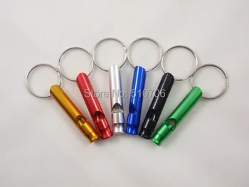 

Free Shipping+Wholesale Mini Aluminum Emergency Survival Whistle Withkeyring Keychain,500pcs/lot