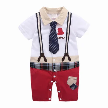 

New Summer Infant Newbron Baby Boys Clothes Fashion Soft Gentleman Rompers Boys Kids Clothing Toddle Summer Boy Romper For 0-18M