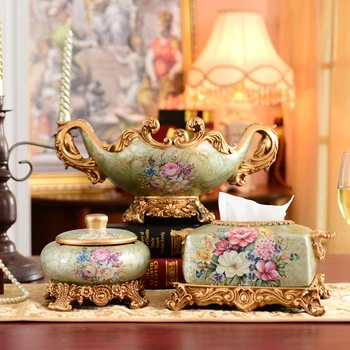 

European luxury jewelry ornaments Home Furnishing table furnishings living room three sets of entrance wine accessories