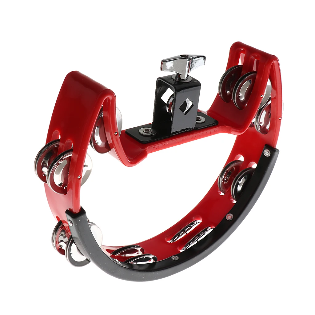 Tambourine Rattle Percussion with Clip Holder for Stage Performance Accompaniment