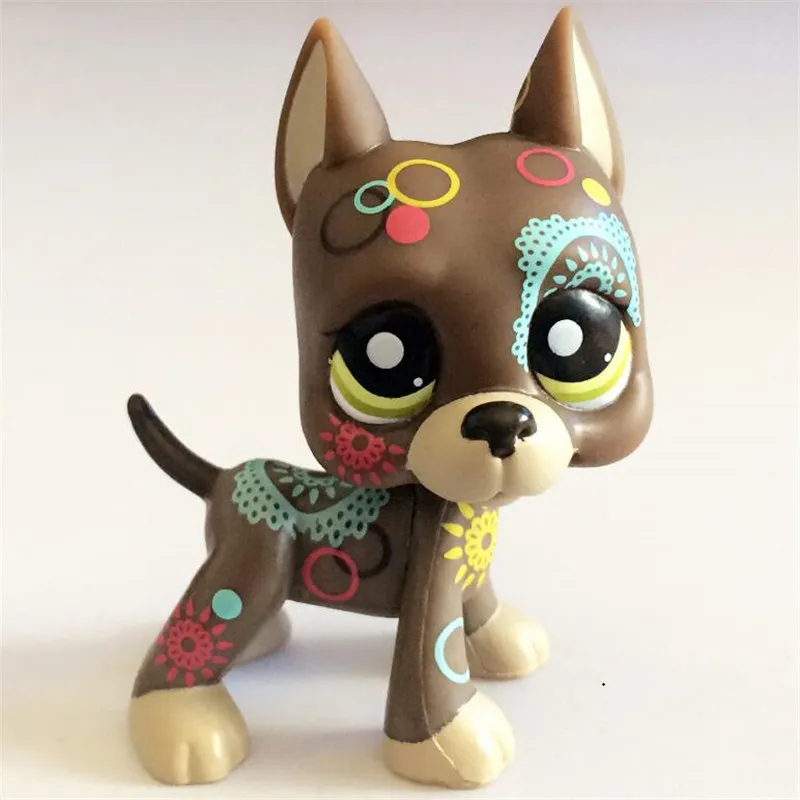 Pet Shop Lps Toys GREAT DANE #817 Brown Dog With Star Eyes Rare Old Collections Figure Littlest