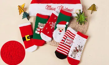 

Free Shipping+Wholesale Baby Winter Warm Christmas Soft Cotton Red Socks Santa Snowman Snowflake Deer Socks,400pairs/lot