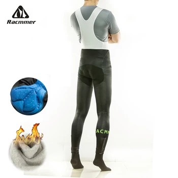 Racmmer-Pantalones largos térmicos de lana para Ciclismo, mallas con almohadilla de Gel 5D, para hombre # CK-01, para invierno, 2020
