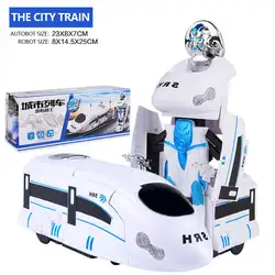 Детская Новинка светящийся свет электрический автомобиль робот-трансформер трансформация Мультфильм Поезд Модель автомобиля игрушки