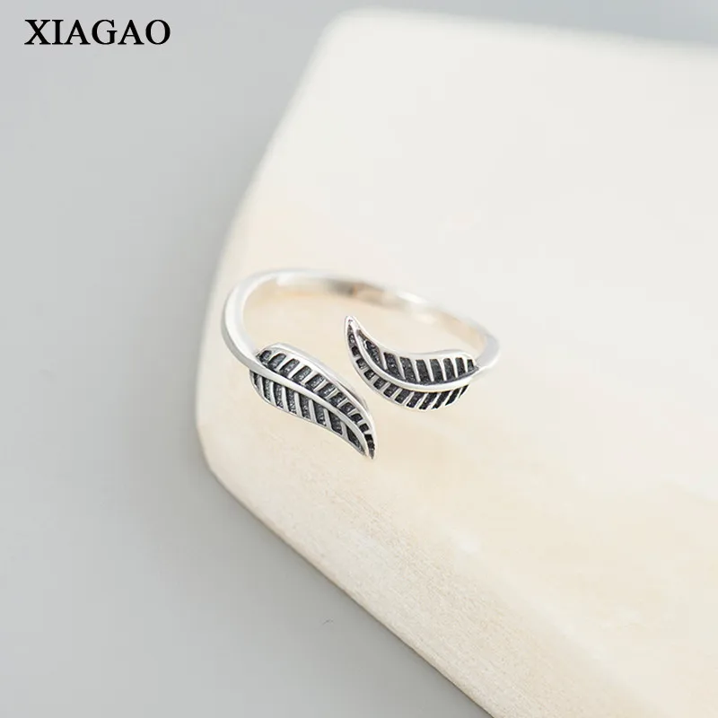 

XIAGAO Pure 100% 925 Sterling Silver Leaf Cuff Adjustable Free Size Open Rings For Women Engagement Wedding Jewelry AART0153